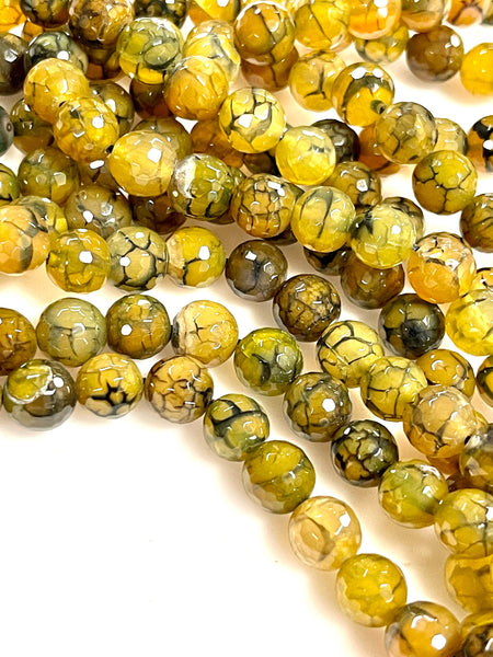 Green Dragon Vein Fire Agate Natural Gemstone Faceted Beads Strand, Agate Beads Size 10mm Healing Energy Gemstone Beads For Jewelry Making