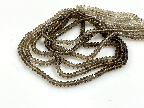 AAA Micro Faceted Multicolor Natural Smoky Quartz Rondelle Beads 4mm Laser Diamond Cut Gemstone 15-15.5" Strand