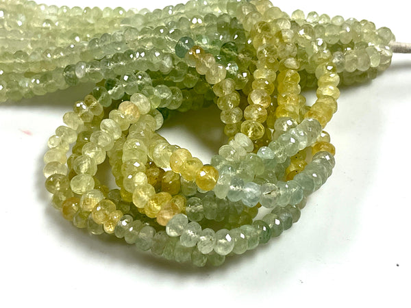 AAA Micro Faceted Multicolor Natural Prehnite Rondelle Beads 8mm Laser Diamond Cut Gemstone 15-15.5" Strand