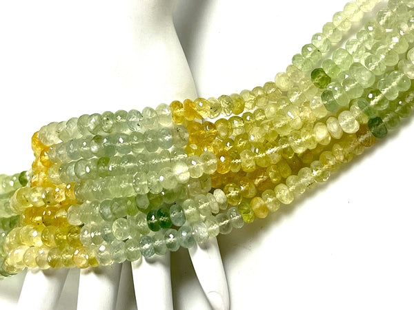 AAA Micro Faceted Multicolor Natural Prehnite Rondelle Beads 8mm Laser Diamond Cut Gemstone 15-15.5" Strand