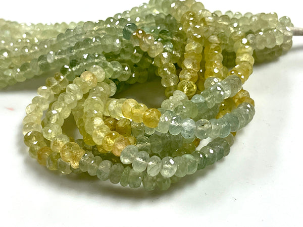 AAA Micro Faceted Multicolor Natural Prehnite Rondelle Beads 8mm Laser Diamond Cut Gemstone 15-15.5" Strand