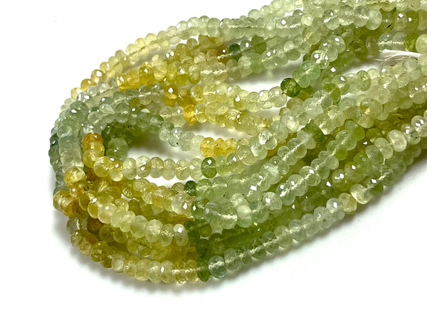 AAA Micro Faceted Multicolor Natural Prehnite Rondelle Beads 8mm Laser Diamond Cut Gemstone 15-15.5" Strand