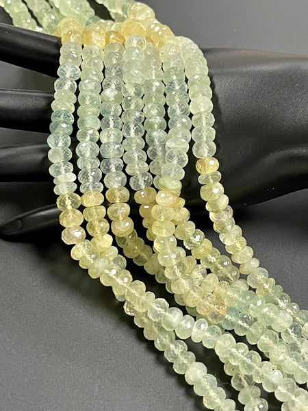 AAA Micro Faceted Multicolor Natural Prehnite Rondelle Beads 8mm Laser Diamond Cut Gemstone 15-15.5" Strand