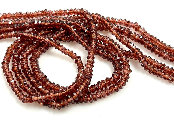 4mm Garnet Natural Gemstone Smooth Rondell Shape Beads 15'' Strand Semi Precious Gemstone Beads