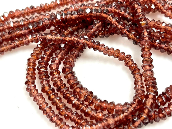 4mm Garnet Natural Gemstone Smooth Rondell Shape Beads 15'' Strand Semi Precious Gemstone Beads