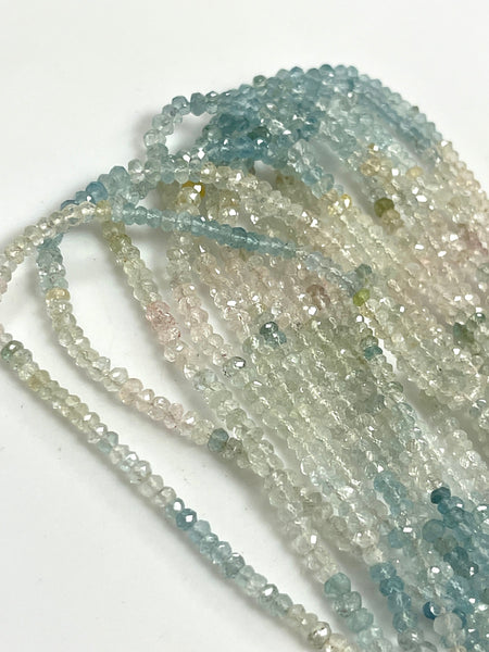 4mm Multi Tone Aquamarine Natural Gemstone Faceted Beads Strand, 15-16 Inch Long Healing Energy Gemstone Beads For Jewelry Making