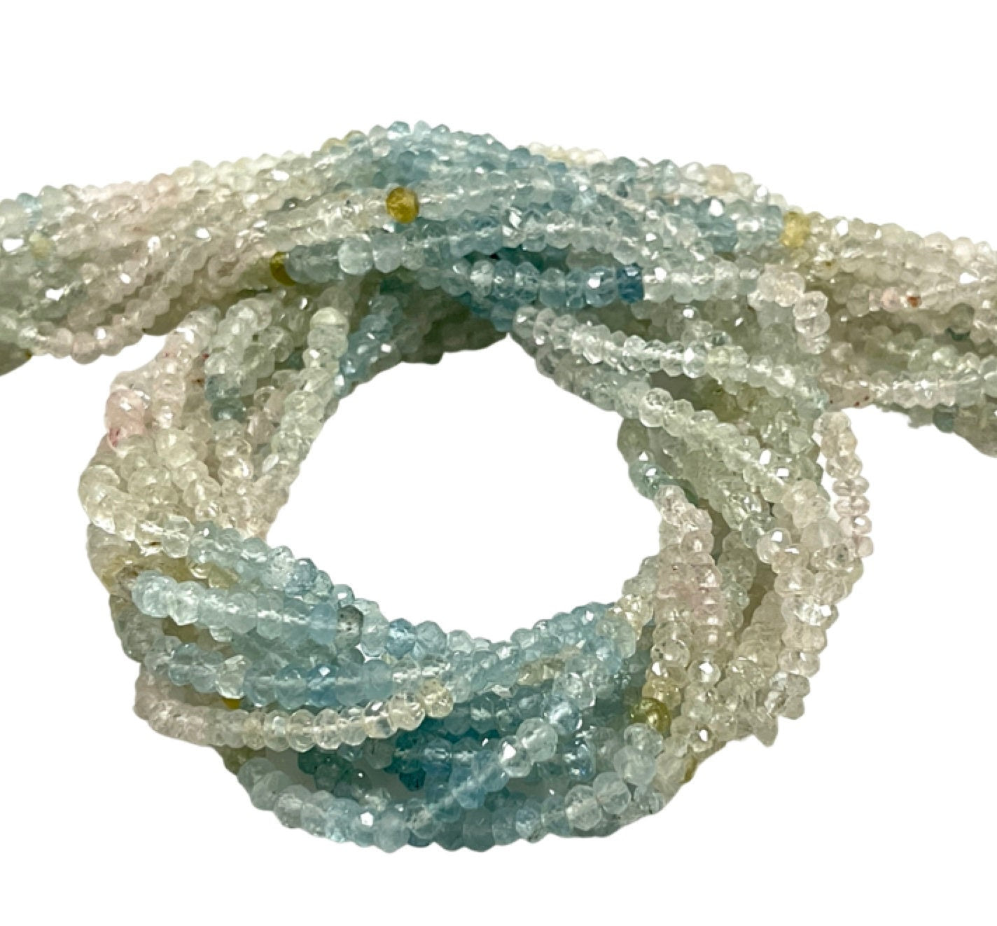 4mm Multi Tone Aquamarine Natural Gemstone Faceted Beads Strand, 15-16 Inch Long Healing Energy Gemstone Beads For Jewelry Making