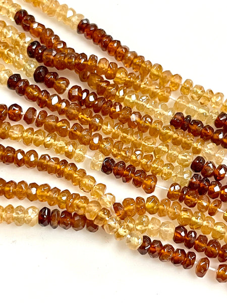 6mm AAA Multi Tone Hessonite Garnet Natural Gemstone Faceted Beads Xtra Long Strand, 20 Inch Long Healing Energy Gemstone Beads