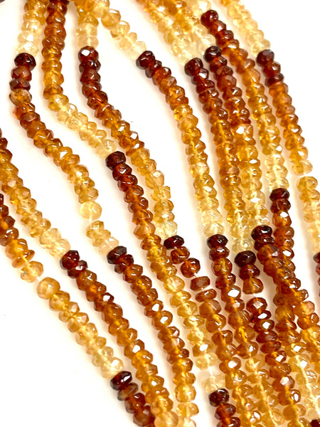 6mm AAA Multi Tone Hessonite Garnet Natural Gemstone Faceted Beads Xtra Long Strand, 20 Inch Long Healing Energy Gemstone Beads