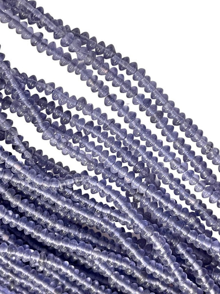 6mm Czech Glass Rondell Shape Crystal Beads, Czech Smooth Handmade Iolite Glass Beads Full Strand, Findings For DIY Jewelry Making Supplies