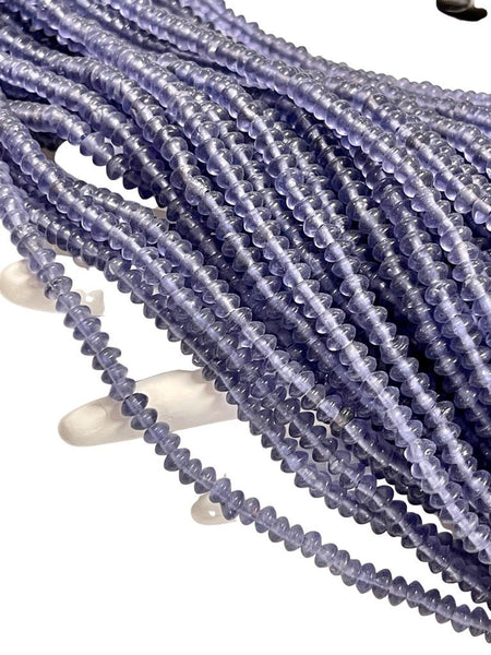 6mm Czech Glass Rondell Shape Crystal Beads, Czech Smooth Handmade Iolite Glass Beads Full Strand, Findings For DIY Jewelry Making Supplies