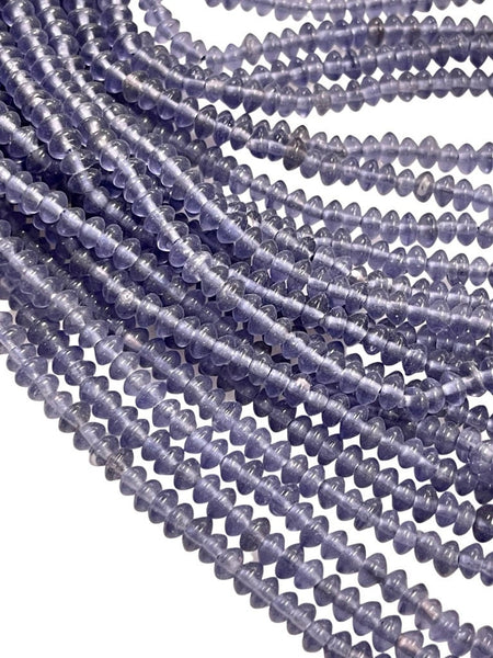 6mm Czech Glass Rondell Shape Crystal Beads, Czech Smooth Handmade Iolite Glass Beads Full Strand, Findings For DIY Jewelry Making Supplies