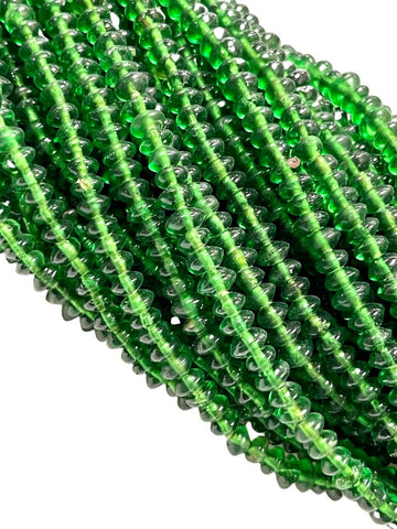 6mm Czech Glass Rondell Shape Crystal Beads, Czech Smooth Handmade Emerald Glass Beads Full Strand, Findings For DIY Jewelry Making Supplies