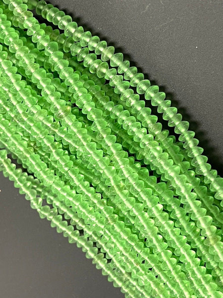 6mm Czech Glass Rondell Shape Crystal Beads, Czech Smooth Handmade Peridot Glass Beads Full Strand, Findings For DIY Jewelry Making Supplies