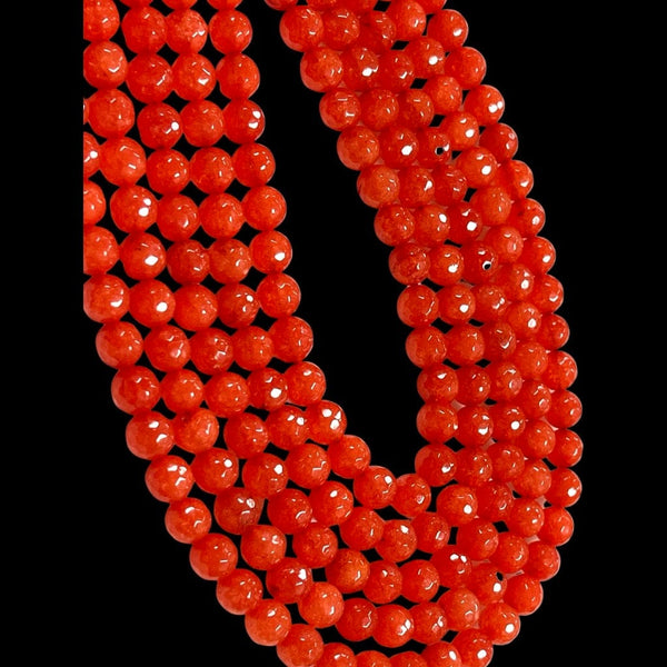 8mm Carnelian Natural Gemstone Faceted Beads Strand, 15-16 Inch Long Orange Beads Healing Energy Gemstone Beads For Jewelry Making