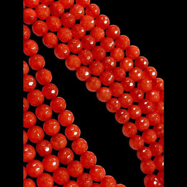 8mm Carnelian Natural Gemstone Faceted Beads Strand, 15-16 Inch Long Orange Beads Healing Energy Gemstone Beads For Jewelry Making