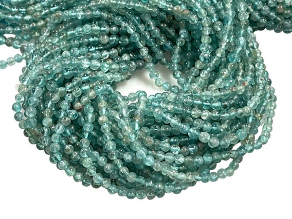 Apatite Natural Gemstone Smooth Round Shape Beads Strand Beads Size 4mm Blue Apatite Yoga Healing Real Gemstone Beads for DIY Jewelry Making