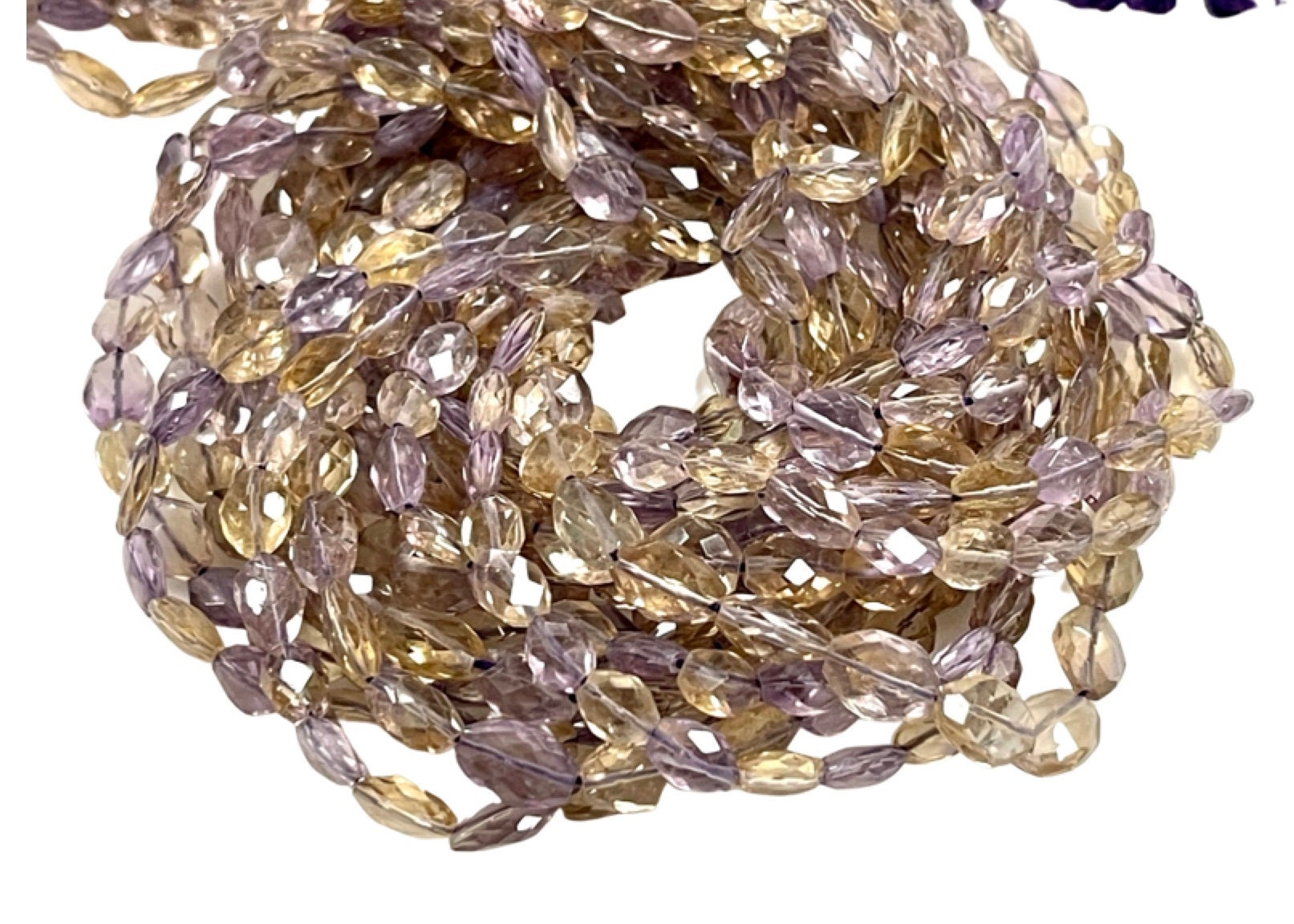 Ametrine Natural Gemstone Faceted Oval Shape Beads Strand, Beads Size 10x8mm, 15" Strand Healing Energy Gemstone Beads For Jewelry Making