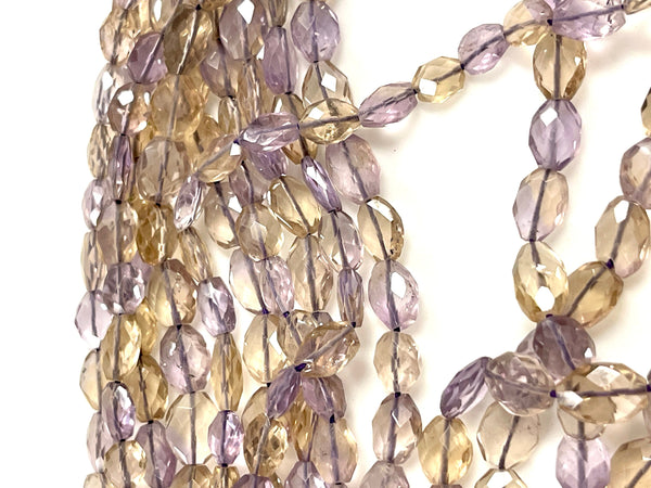 Ametrine Natural Gemstone Faceted Oval Shape Beads Strand, Beads Size 10x8mm, 15" Strand Healing Energy Gemstone Beads For Jewelry Making