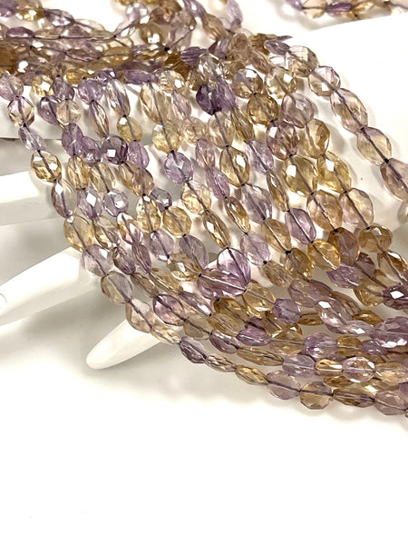 Ametrine Natural Gemstone Faceted Oval Shape Beads Strand, Beads Size 10x8mm, 15" Strand Healing Energy Gemstone Beads For Jewelry Making