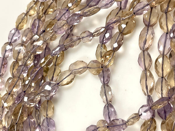 Ametrine Natural Gemstone Faceted Oval Shape Beads Strand, Beads Size 10x8mm, 15" Strand Healing Energy Gemstone Beads For Jewelry Making