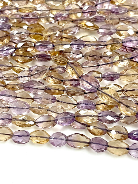 Ametrine Natural Gemstone Faceted Oval Shape Beads Strand, Beads Size 10x8mm, 15" Strand Healing Energy Gemstone Beads For Jewelry Making