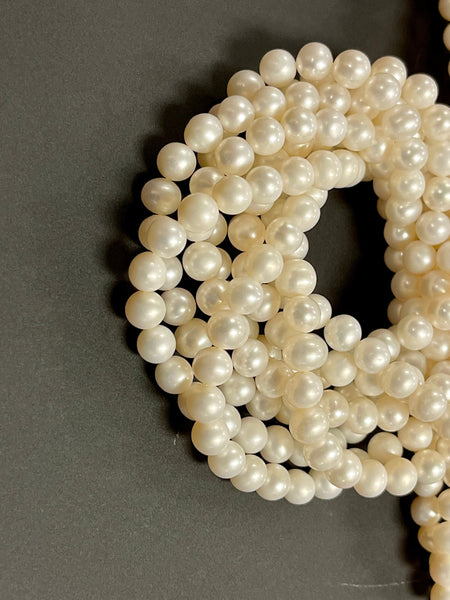 Natural Real Pearl Beads Strand Size 6mm 16" Long Strand For Jewelry Making Healing Yoga Energy Beads, Pearl Gemstone Beads, White Pearl 6mm
