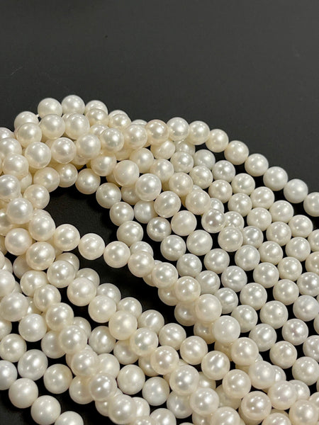 Natural Real Pearl Beads Strand Size 6mm 16" Long Strand For Jewelry Making Healing Yoga Energy Beads, Pearl Gemstone Beads, White Pearl 6mm