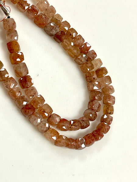 Copper Rutilated Quartz Natural Gemstone Faceted Cube Shape Beads, Handmade Beads Size 8mm Semi Precious Gemstone Beads For Jewelry Making