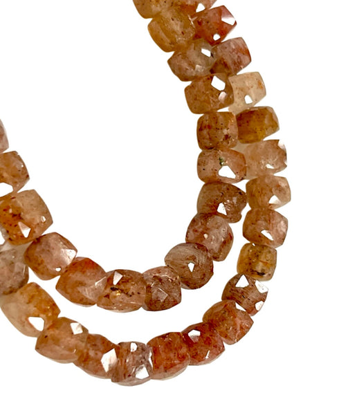 Copper Rutilated Quartz Natural Gemstone Faceted Cube Shape Beads, Handmade Beads Size 8mm Semi Precious Gemstone Beads For Jewelry Making