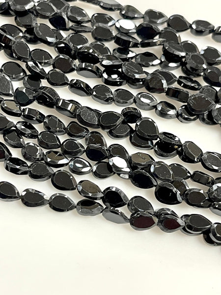 Natural Black Spinal Gemstone Faceted Pear Shape Beads 7x5mm Strand AAA Quality Real Yoga Healing Mala Gemstone Beads for Jewelry Making