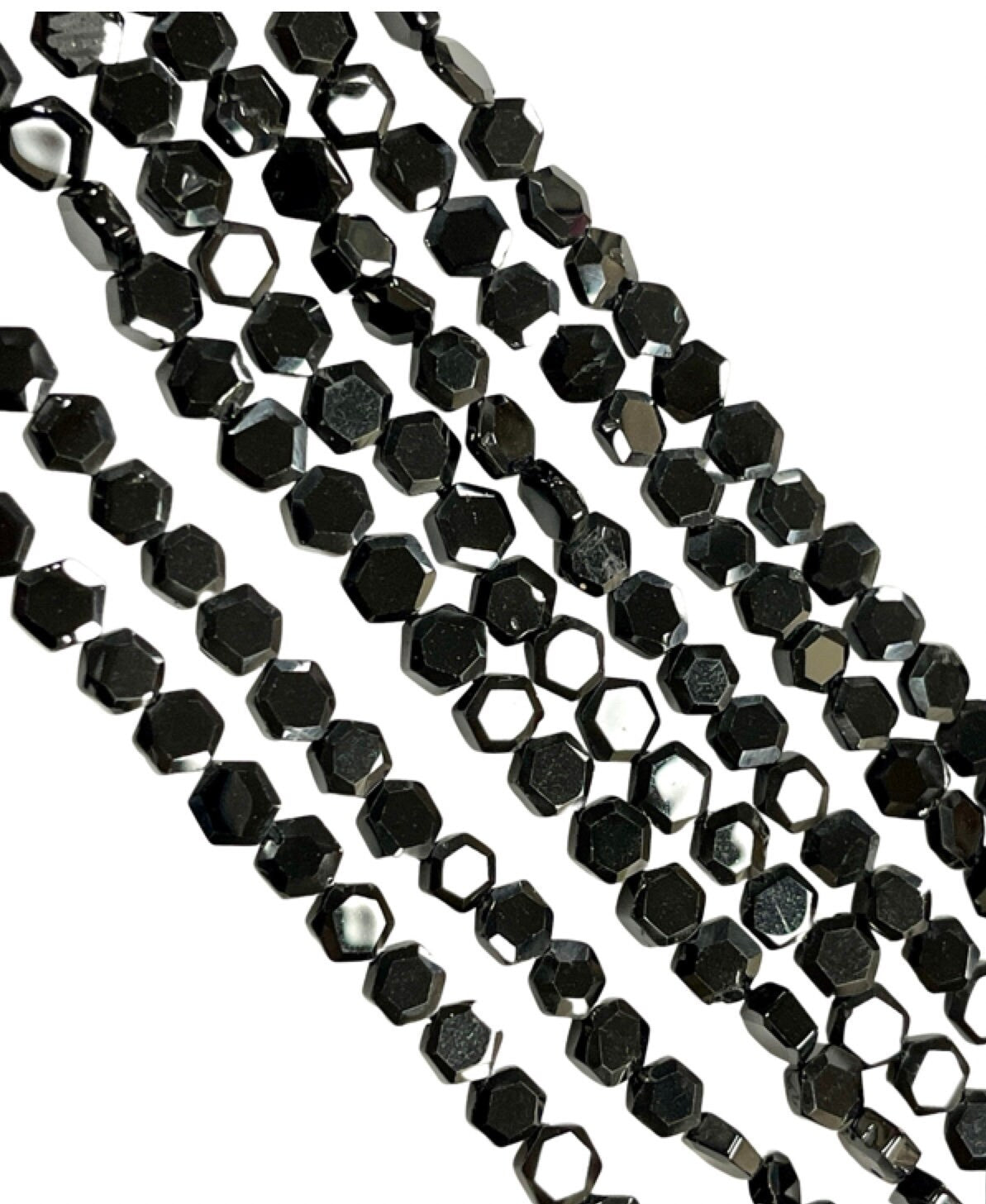 Natural Black Spinal Gemstone Faceted Hexogan Shape Beads 6mm Strand AAA Quality Real Yoga Healing Mala Gemstone Beads for Jewelry Making