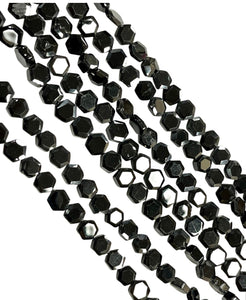 Natural Black Spinal Gemstone Faceted Hexogan Shape Beads 6mm Strand AAA Quality Real Yoga Healing Mala Gemstone Beads for Jewelry Making