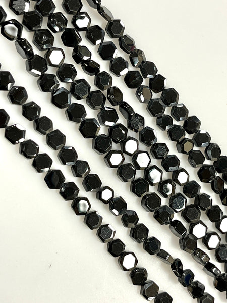 Natural Black Spinal Gemstone Faceted Hexogan Shape Beads 6mm Strand AAA Quality Real Yoga Healing Mala Gemstone Beads for Jewelry Making