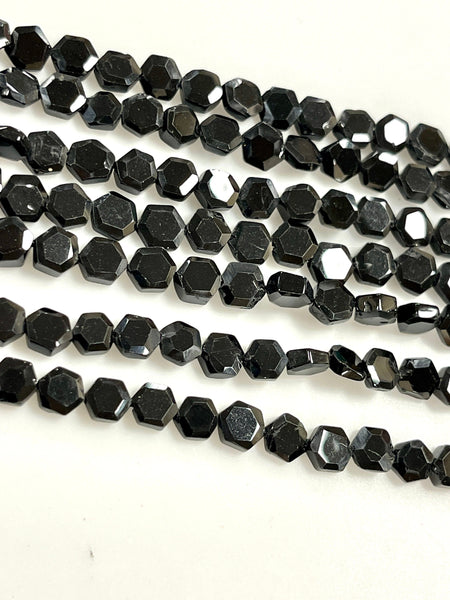 Natural Black Spinal Gemstone Faceted Hexogan Shape Beads 6mm Strand AAA Quality Real Yoga Healing Mala Gemstone Beads for Jewelry Making