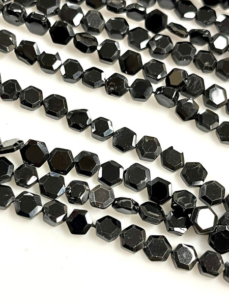 Natural Black Spinal Gemstone Faceted Hexogan Shape Beads 6mm Strand AAA Quality Real Yoga Healing Mala Gemstone Beads for Jewelry Making