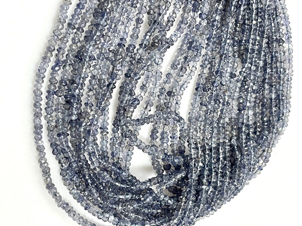 Iolite Natural Gemstone Smooth Rondell Beads Gemstone 15'' Strand 4mm Iolite Semi Precious Gemstone Beads For Jewelry Making Supply