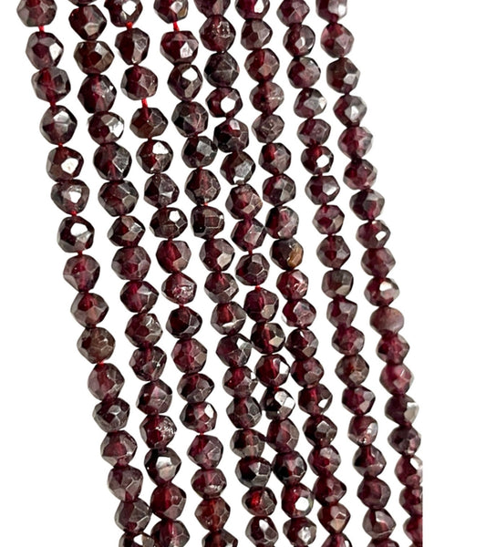 Garnet Natural Gemstone Faceted Round 4-5mm Beads Gemstone 14-15" Strand For Diy Jewelry Making Supplies