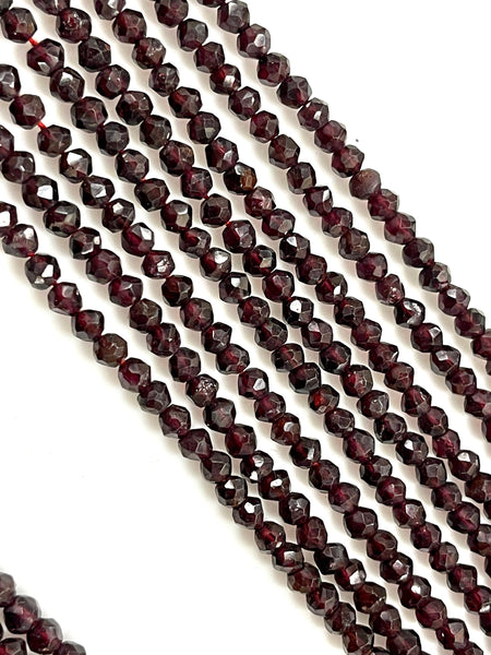 Garnet Natural Gemstone Faceted Round 4-5mm Beads Gemstone 14-15" Strand For Diy Jewelry Making Supplies