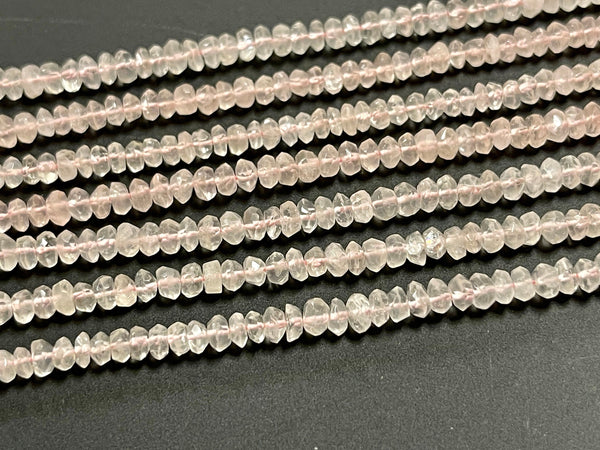 Rose Quartz Natural Gemstone Faceted Beads Strand, 4mm Rose Quartz Healing Energy Gemstone Beads For DIY Jewelry Making Supplies