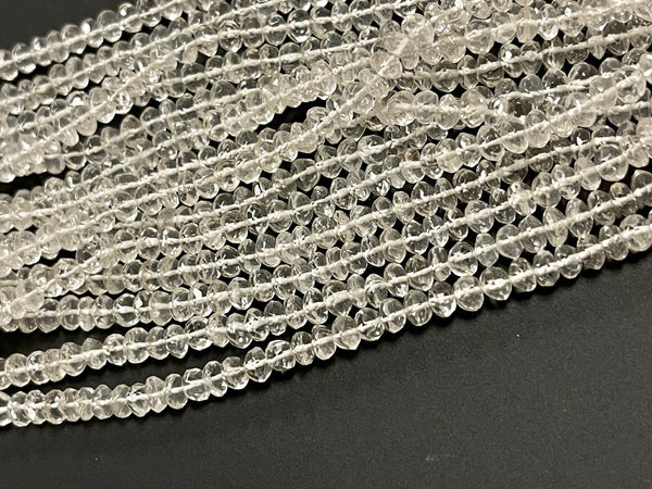 Clear Quartz Natural Gemstone Faceted Beads Strand, 4mm Clear White Quartz Healing Energy Gemstone Beads For DIY Jewelry Making Supplies