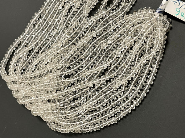 Clear Quartz Natural Gemstone Faceted Beads Strand, 4mm Clear White Quartz Healing Energy Gemstone Beads For DIY Jewelry Making Supplies