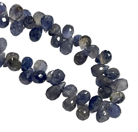 Iolite Natural Gemstone Faceted Drops Shape Beads Strand Genuine Semi Precious Iolite Tear Drops Briolette Gemstone Beads