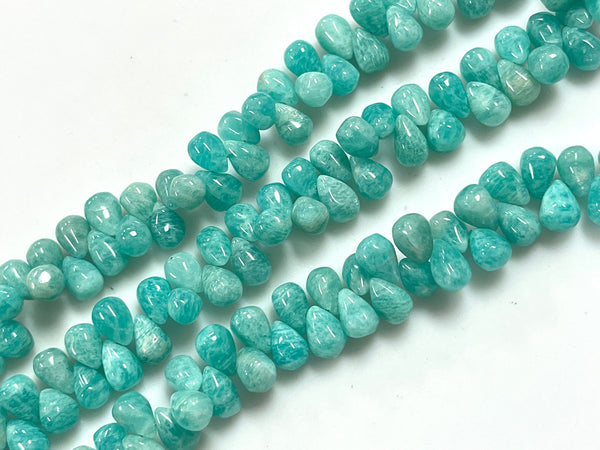 African Amazonite Natural Gemstone Smooth Drops Shape Beads Strand Genuine Semi Precious Amazonite Tear Drops Briolette Gemstone Beads