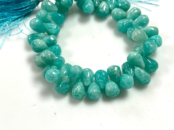 African Amazonite Natural Gemstone Smooth Drops Shape Beads Strand Genuine Semi Precious Amazonite Tear Drops Briolette Gemstone Beads