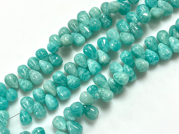 African Amazonite Natural Gemstone Smooth Drops Shape Beads Strand Genuine Semi Precious Amazonite Tear Drops Briolette Gemstone Beads