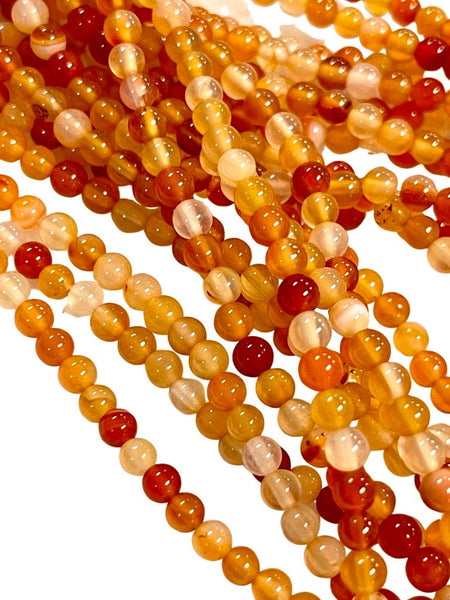 4mm Orange Shaded Carnelian Gemstone Round Shape Handmade Beads Full Strand 15.5" Long for Healing Energy Yoga Chakra For Jewelry Making