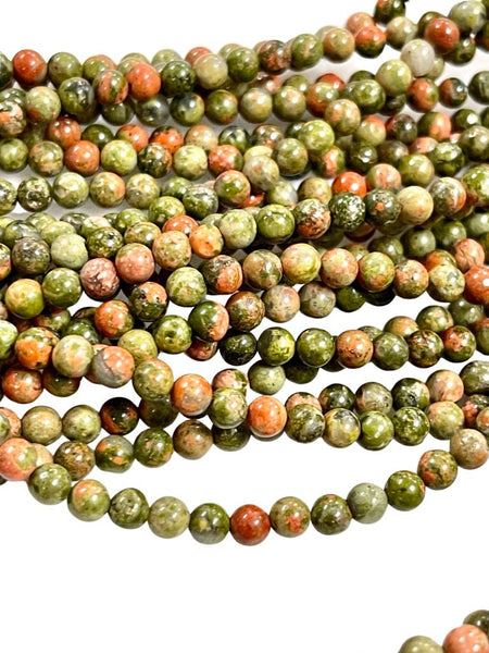 4mm Unakite Natural Gemstone Round Shape Handmade Beads Full Strand 15.5" Long for Healing Energy Yoga Chakra For Jewelry Making