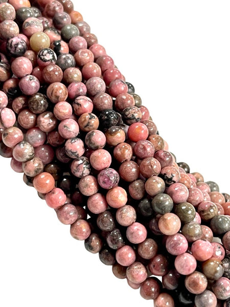 4mm Rhodochrosite Natural Gemstone Round Shape Handmade Beads Full Strand 15.5" Long for Healing Energy Yoga Chakra For Jewelry Making