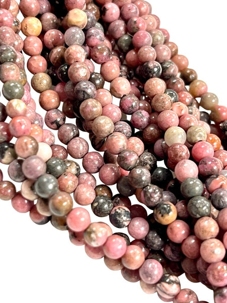 4mm Rhodochrosite Natural Gemstone Round Shape Handmade Beads Full Strand 15.5" Long for Healing Energy Yoga Chakra For Jewelry Making